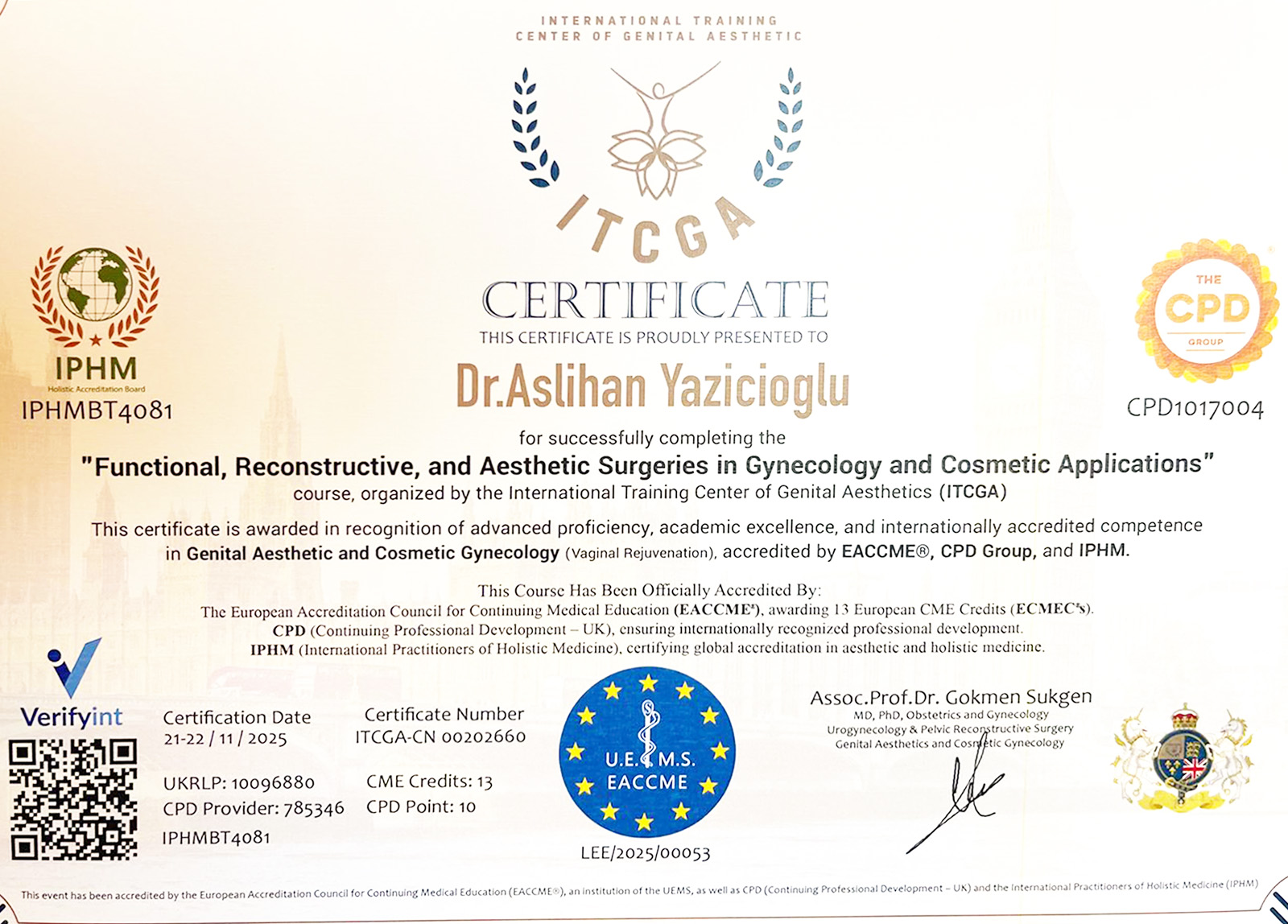 Estetik Cerrahı - Sertifika